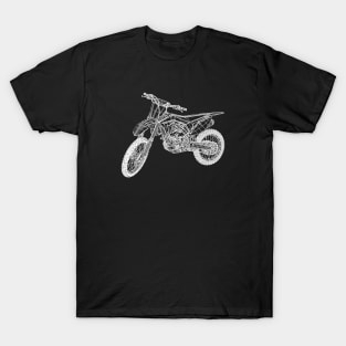 White CRF250R Bike Blueprint Sketch Art T-Shirt